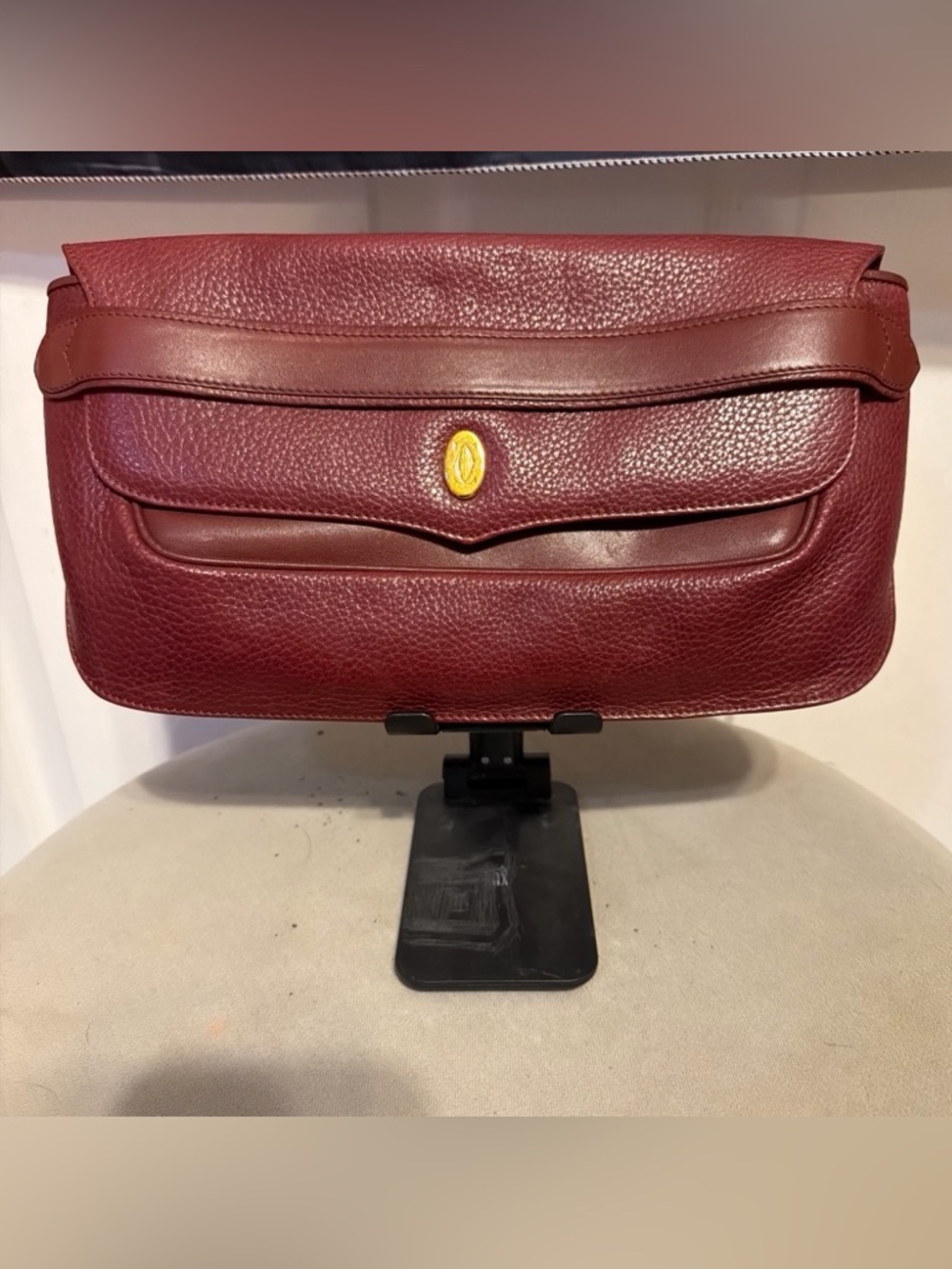 Cartier Burgundy Leather Clutch Bag